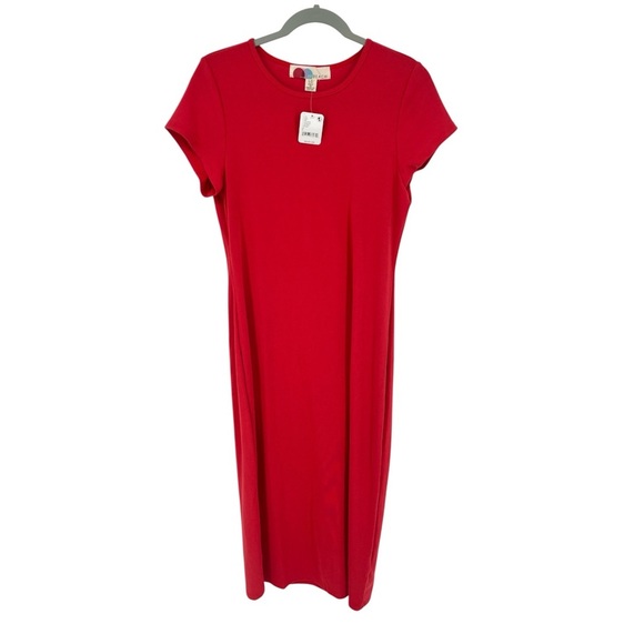 Free People Dresses & Skirts - FREE PEOPLE BEACH Atlas Red Tshirt Midi Dress Maxi Short Sleeve Size LG New